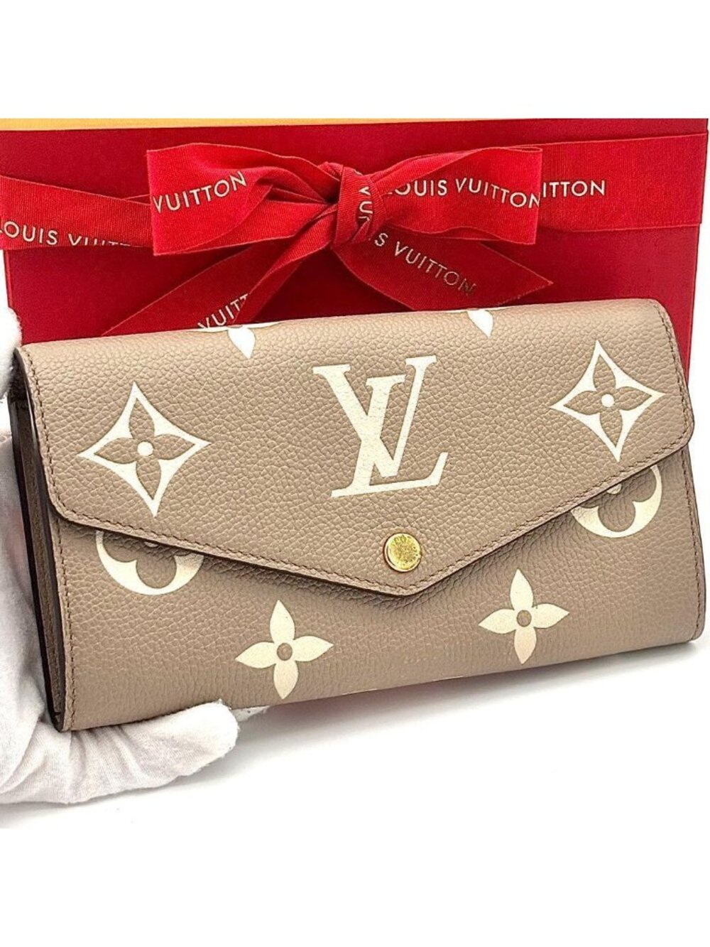Louis Vuitton Wallet Portefeuille Sarah Bicolor Beige